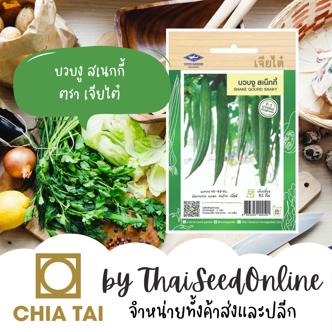 CTF1 เมล็ดพันธุ์ บวบงู สเนกกี้ 20 เมล็ด ตราเจียไต๋ Snake Gourd