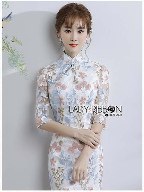 Dress เดรสทรงกี่เพ้าผ้าลูกไม้สีพาสเทล