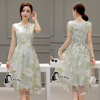 Lady Ribbon Online เสื้อผ้าออนไลน์ขายส่ง Cliona เสื้อผ้า CN09150816 Cliona Made' Rosetta Pastoral Green Dress -
