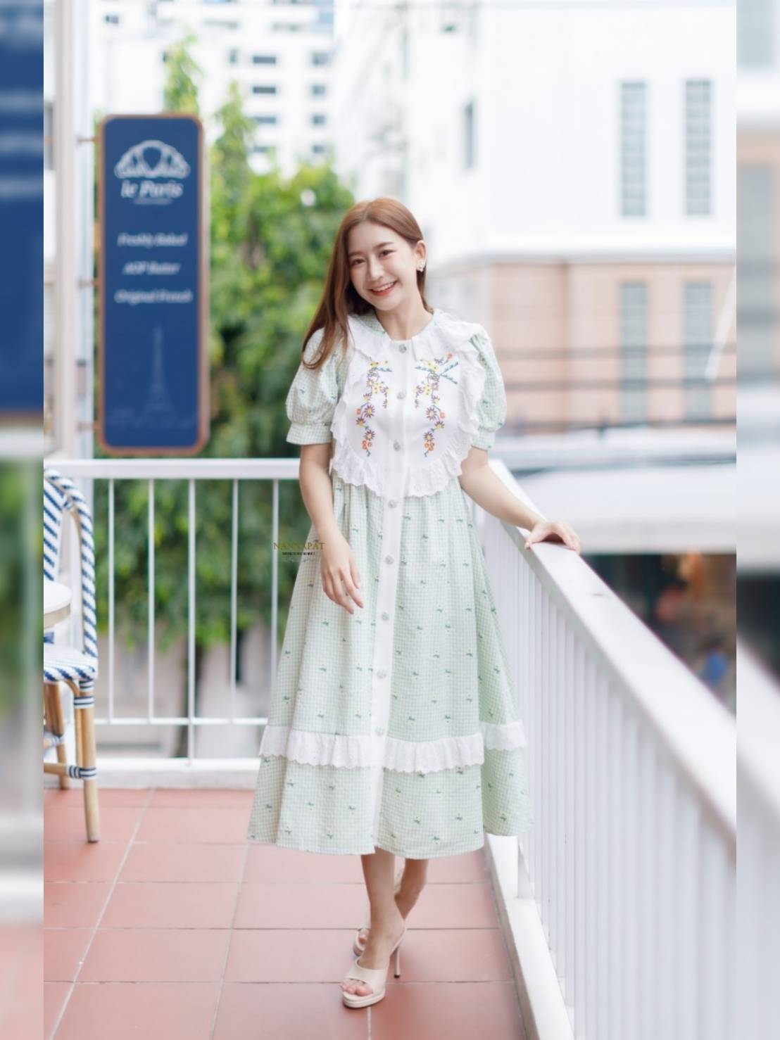 ผ้าลายสก็อตดอกไม้หนานุ่มใส่สบาย