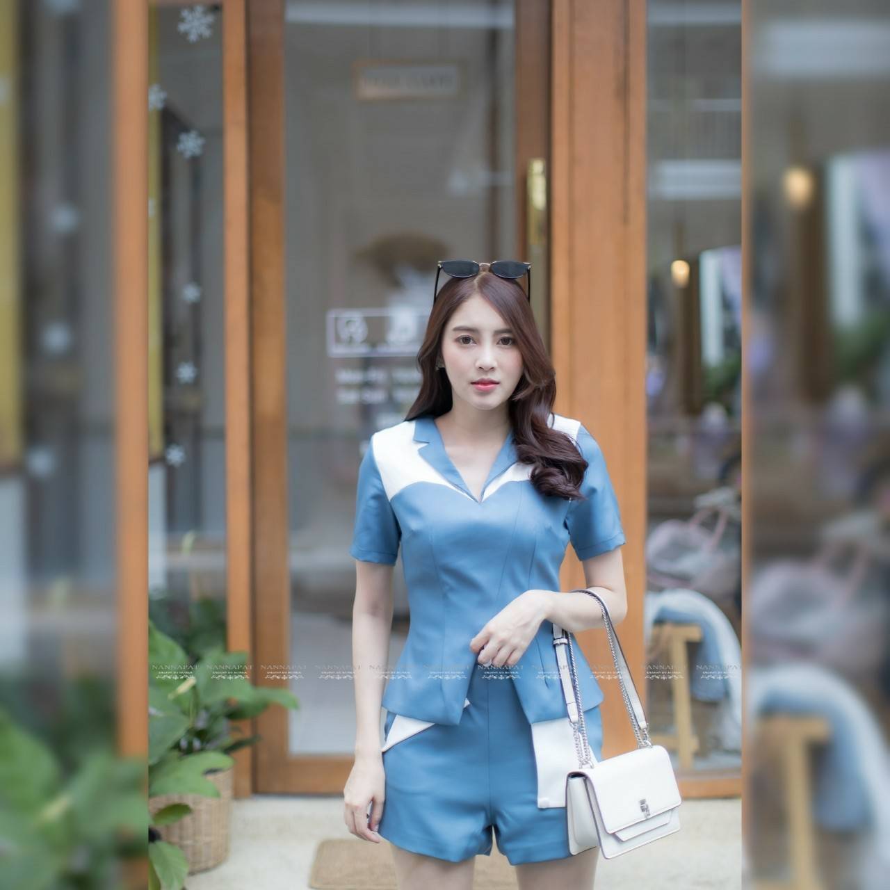 เสื้อซิปหลังกางเกงงานทูโทน