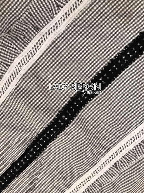 เซ็ตเสื้อแขนยาวผ้าลายสก็อตตกแต่งระบาย