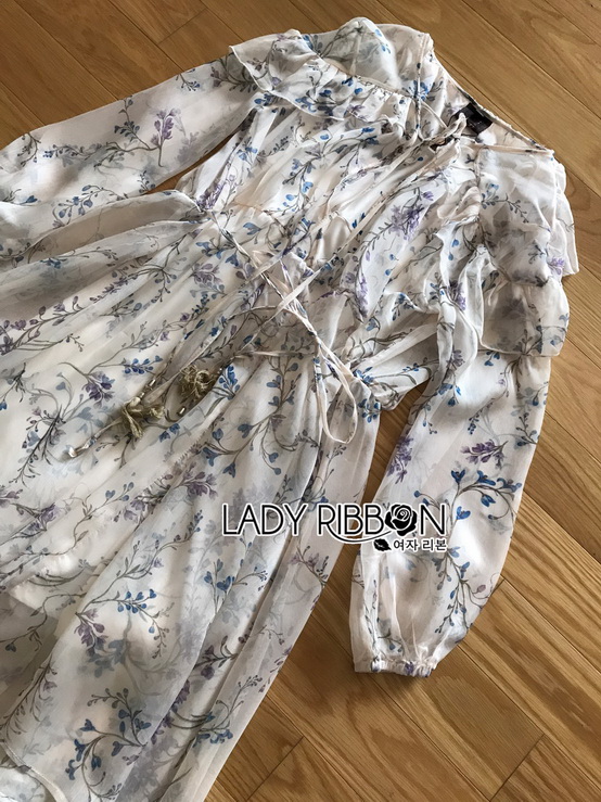 เดรสผ้าชีฟองพิมพ์ลายดอกไม้