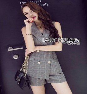 Smart Casual Lady Ribbon Suit Mini เสื้อสูทและกางเกง