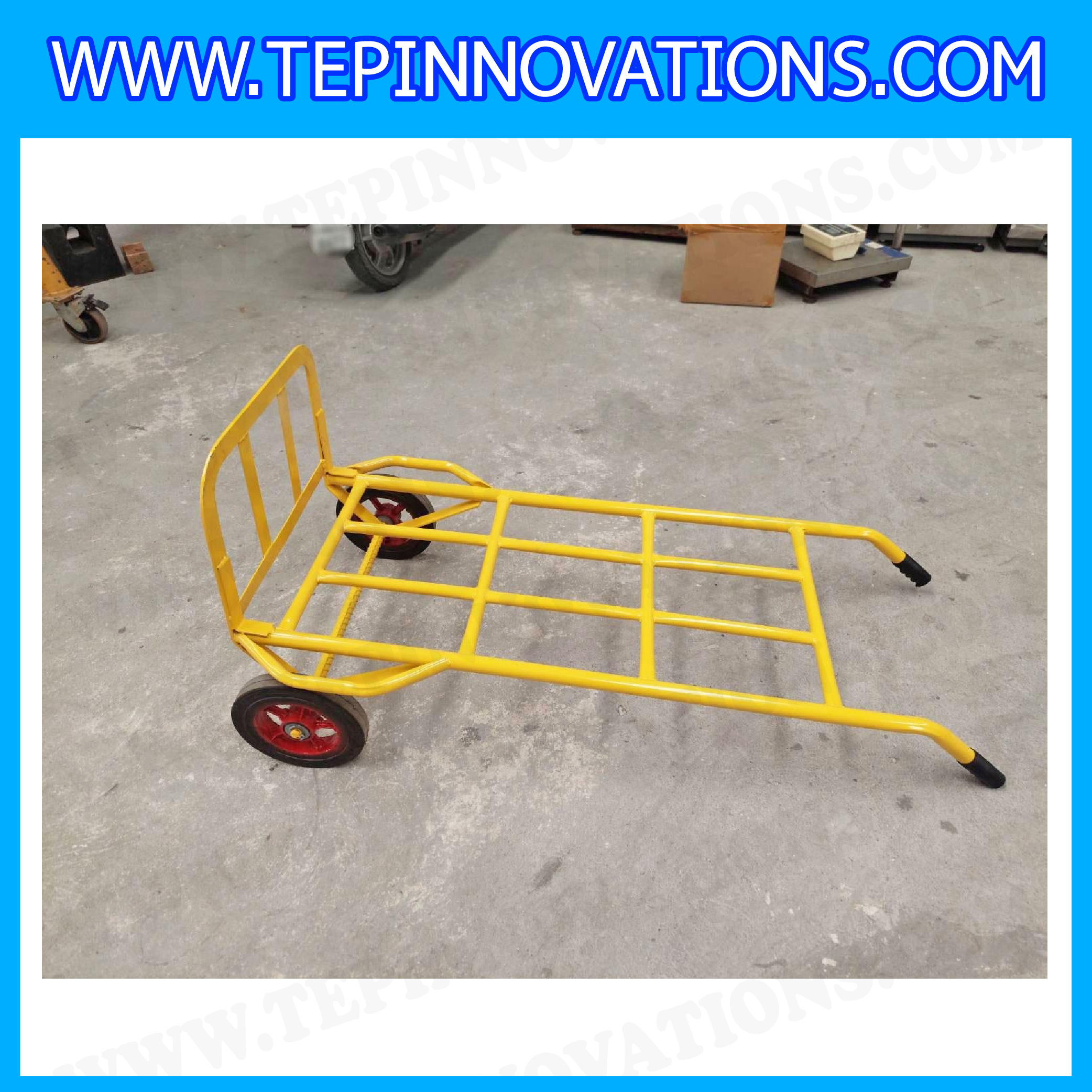 รถเข็นเหล็กสองล้อ แบบตรง รับน้ำหนัก 150 กก. สีเหลือง STX-150 ยี่ห้อ JUMBO รุ่น STX-150