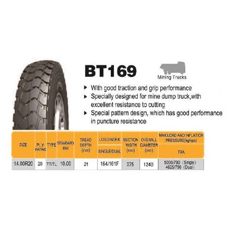 ยางรถบรรทุก ขนาด 14.00R20 รุ่น BT169 ยี่ห้อ BOTO