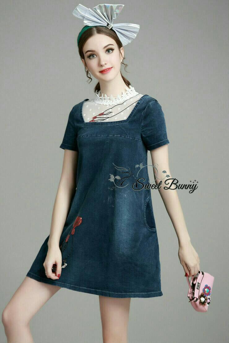 Present... Petite midi denim dress