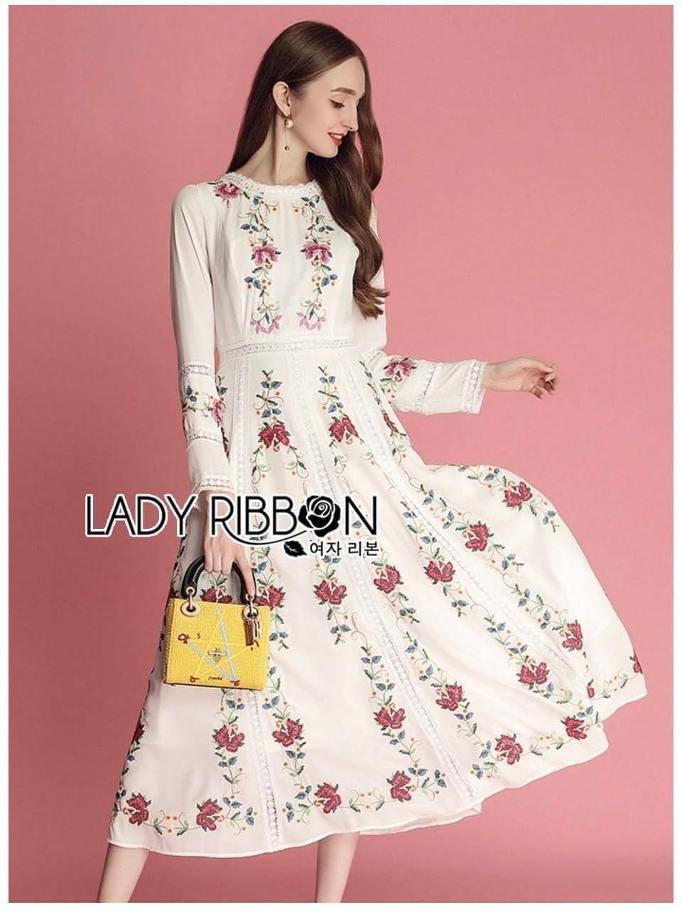 Maxi Dress แม็กซี่เดรสผ้าคอตตอนปักครอสชีส
