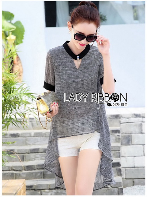 Lady Ribbon Striped Belt Set เซ็ตเสื้อผ้าชีฟองลายทาง
