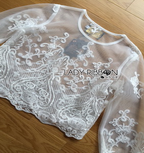 See-through Tulle Blouse Lady Ribbon เสื้อผ้าทูลล์