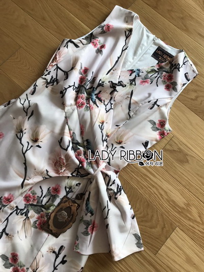 Lady Poppy Beautiful Flower Printed Side-Ribbon Playsuit
