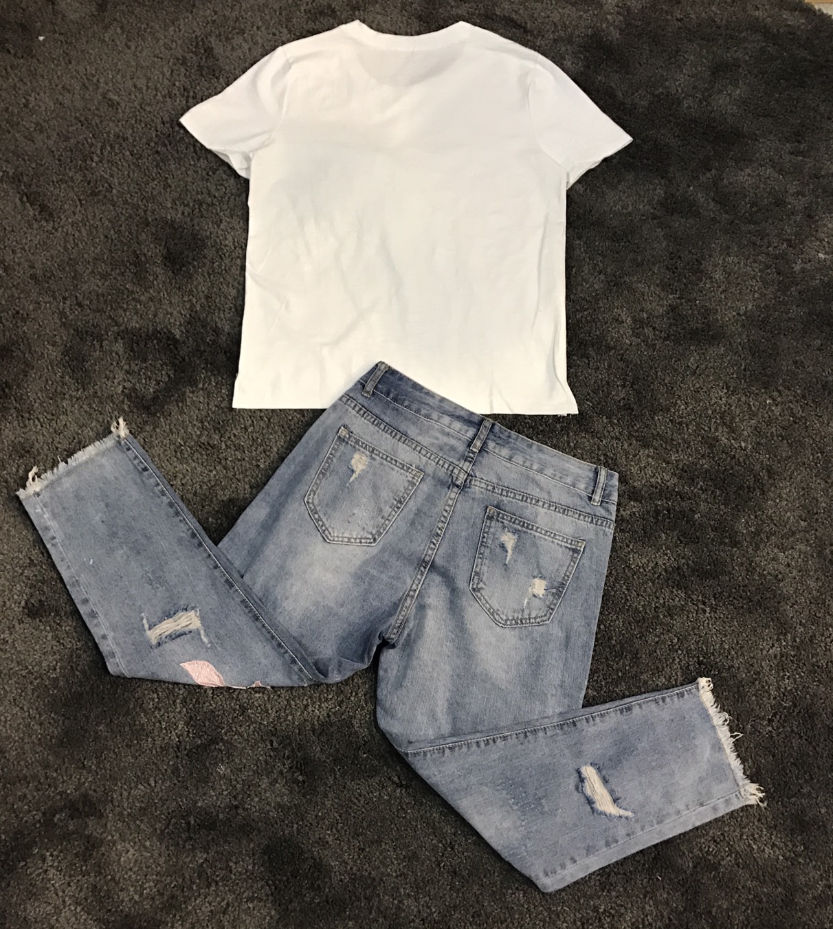 เซ็ทยีนส์ เสื้อ+กางเกง เสื้อยืดแขนสั้นผ้า