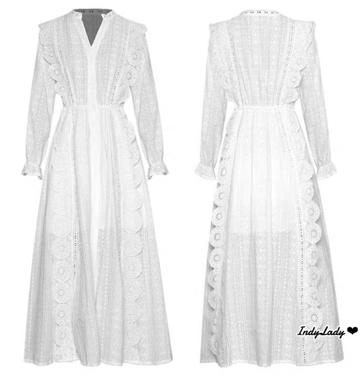 Maxi Dress งานลูกไม้ สีขาว