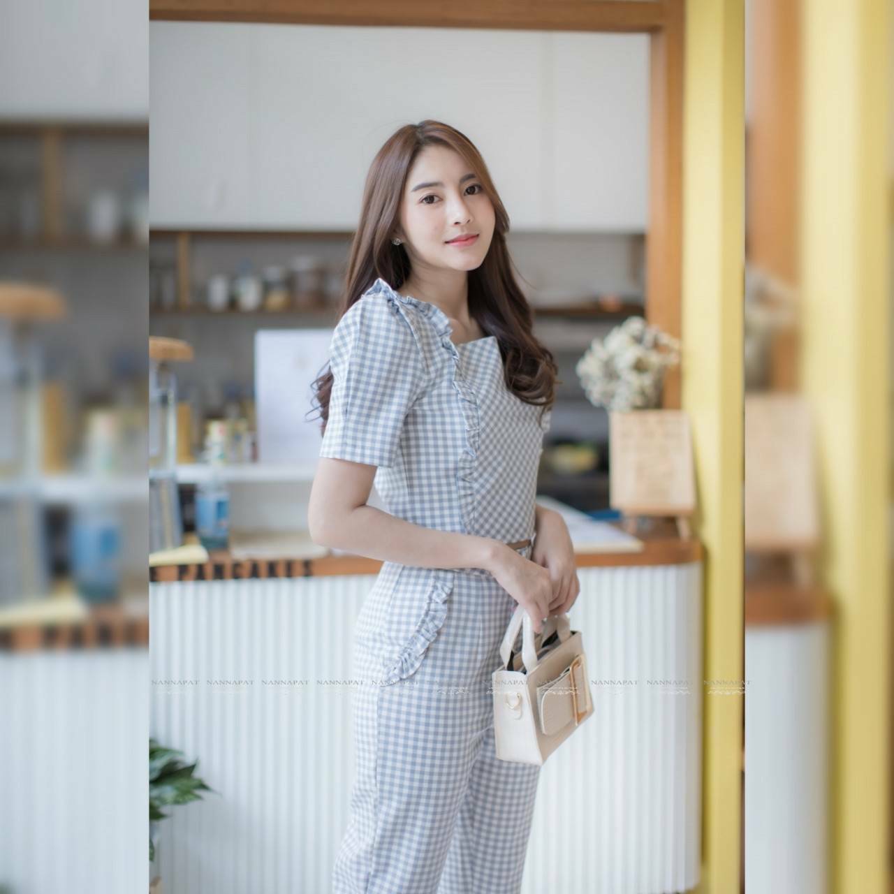 เซทเสื้อกางเกงซิปหลังแต่งระบาย