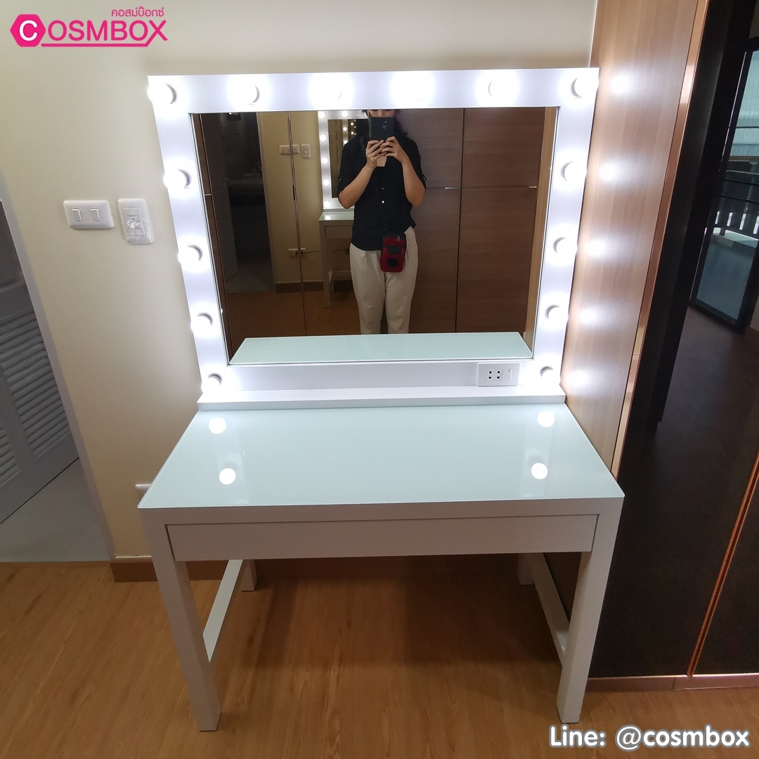 โต๊ะเครื่องแป้ง กระจกแต่งหน้า กระจกมีไฟ - W100 x D45 x H155 cm.