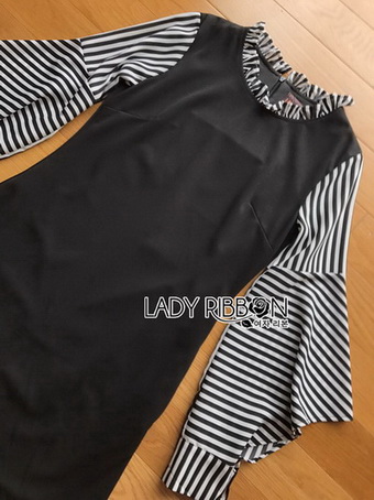 Plain Lady Ribbon Black Dress