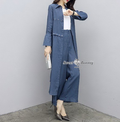 ผ้าสีกรมเนื้อดีผ้านุ่มเสื้อเชิ้ตตัวยาวทรงปล่อย