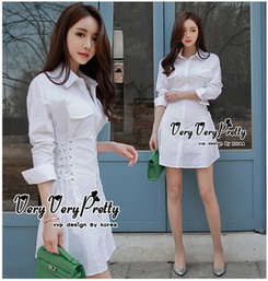 เดรสเชิตคอตตอนสีขาว