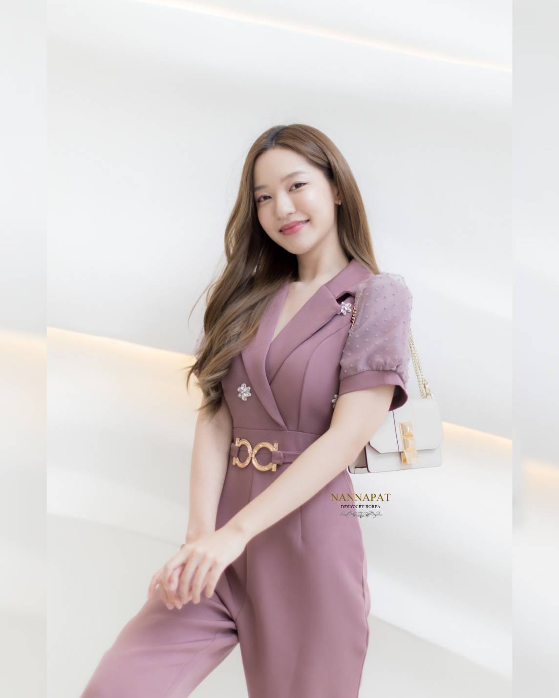 จั้มสูทม่วงกะปิงานซิปหลัง มีฟองน้ำอก