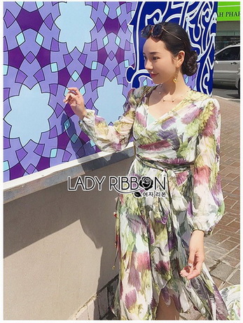 Lady Fiona Artsy Paint Printed Silk Wrap Dress