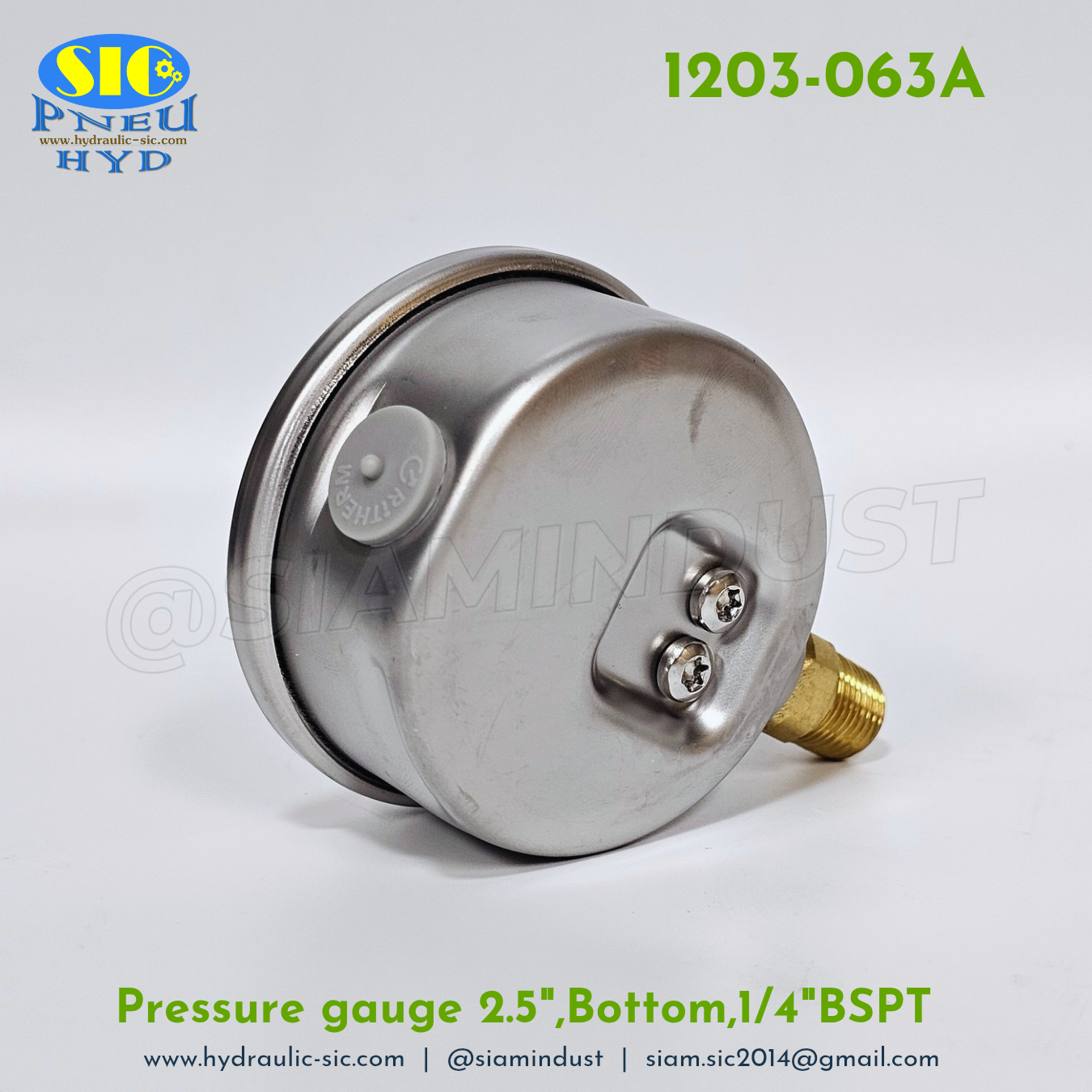 1203-063A Pressure Gauge เกจวัดแรงดันหน้าปัด 2.5" เกลียว 1/4"BSPT ออกข้าง RiTHERM