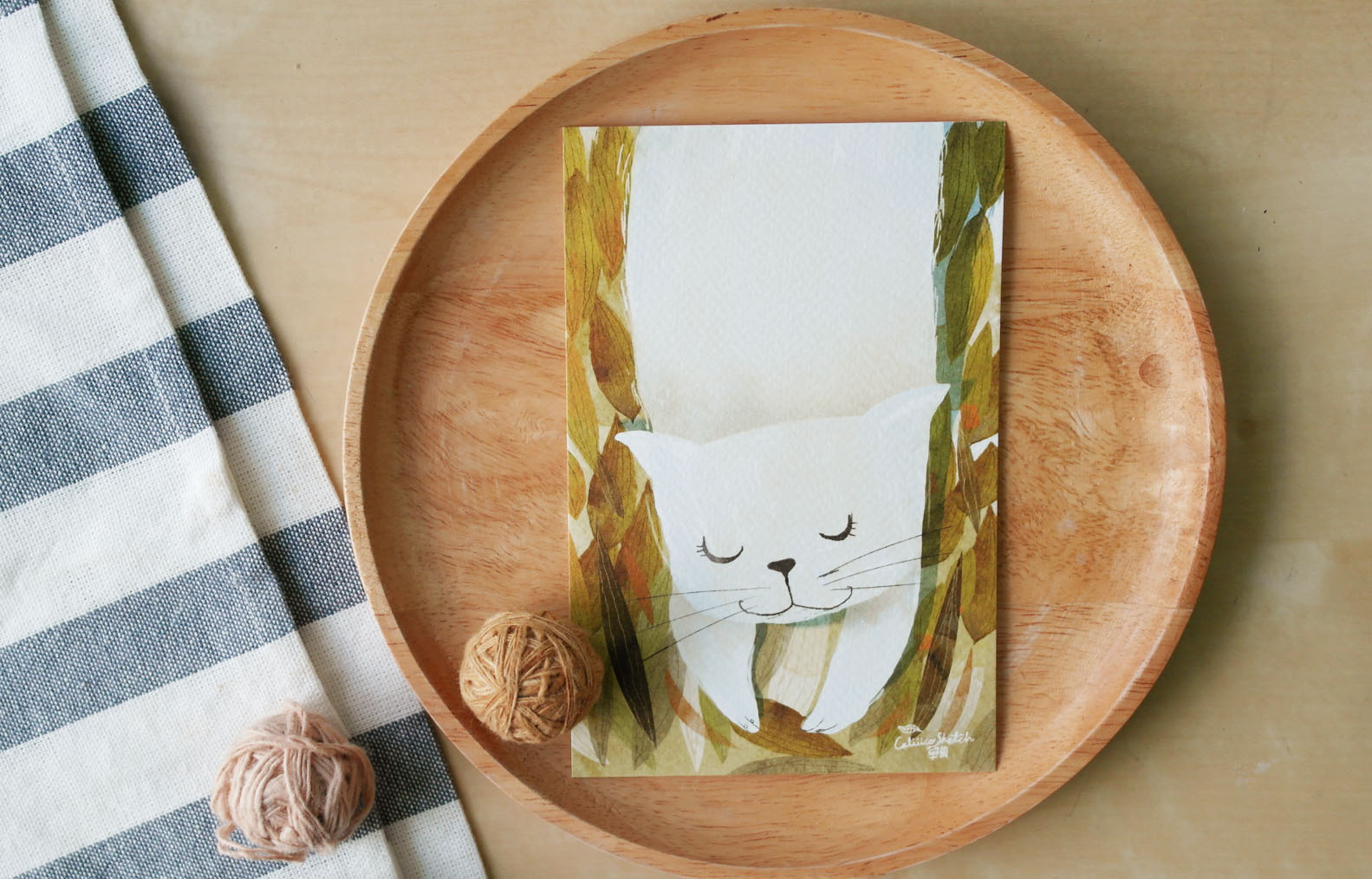 โปสการ์ด ลายแมวย่อง Lazy Cat action illustration postcard 4x6 inch