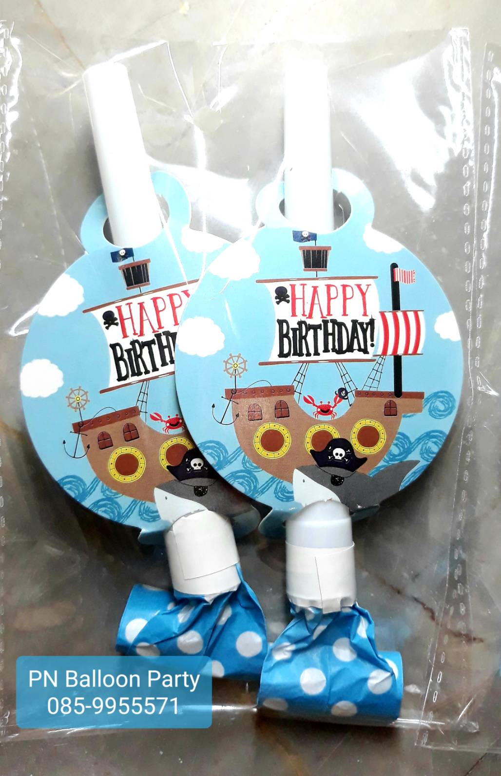 พร้อมส่ง แตรเป่าวันเกิดลายสุดน่ารัก ลิ้นมังกร เป่ามีเสียง แพค 2 ชิ้น