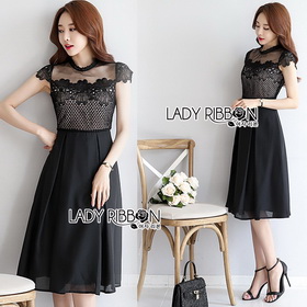 Lady Ribbon Lace and Cotton Midi Dress