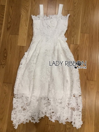 White Guipure Lady Ribbon Lace Dress