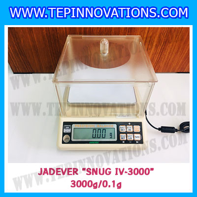 เครื่องชั่งดิจิตอลทศนิยม1ตำแหน่ง 3000g x 0.1g เครื่องชั่งน้ำหนักดิจิตอล3000กรัม เครื่องชั่งน้ำหนัก3000g เครื่องชั่งละเอียดสูง ตาชั่งละเอียดสูง3000กรัม พิกัดน้ำหนัก 3000g ความละเอียด0.1g ยี่ห้อ JADEVER รุ่น SNUG IV-3000