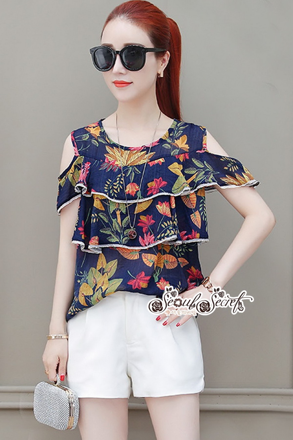 เสื้อพิมพ์ลายใบไม้สไตล์ฮาวาย