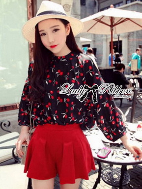 Lady Elena Mini Cherries Cut-Out Chiffon