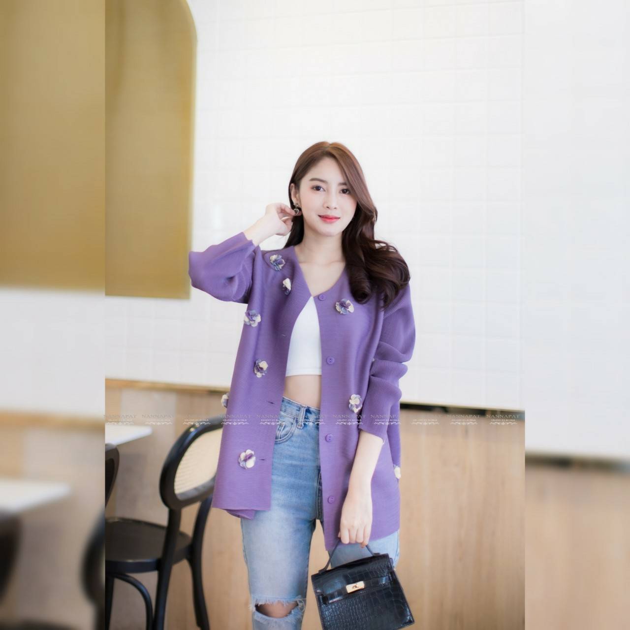 เสื้อคลุมพรีททรงใหญ่Purple (ม่วง)