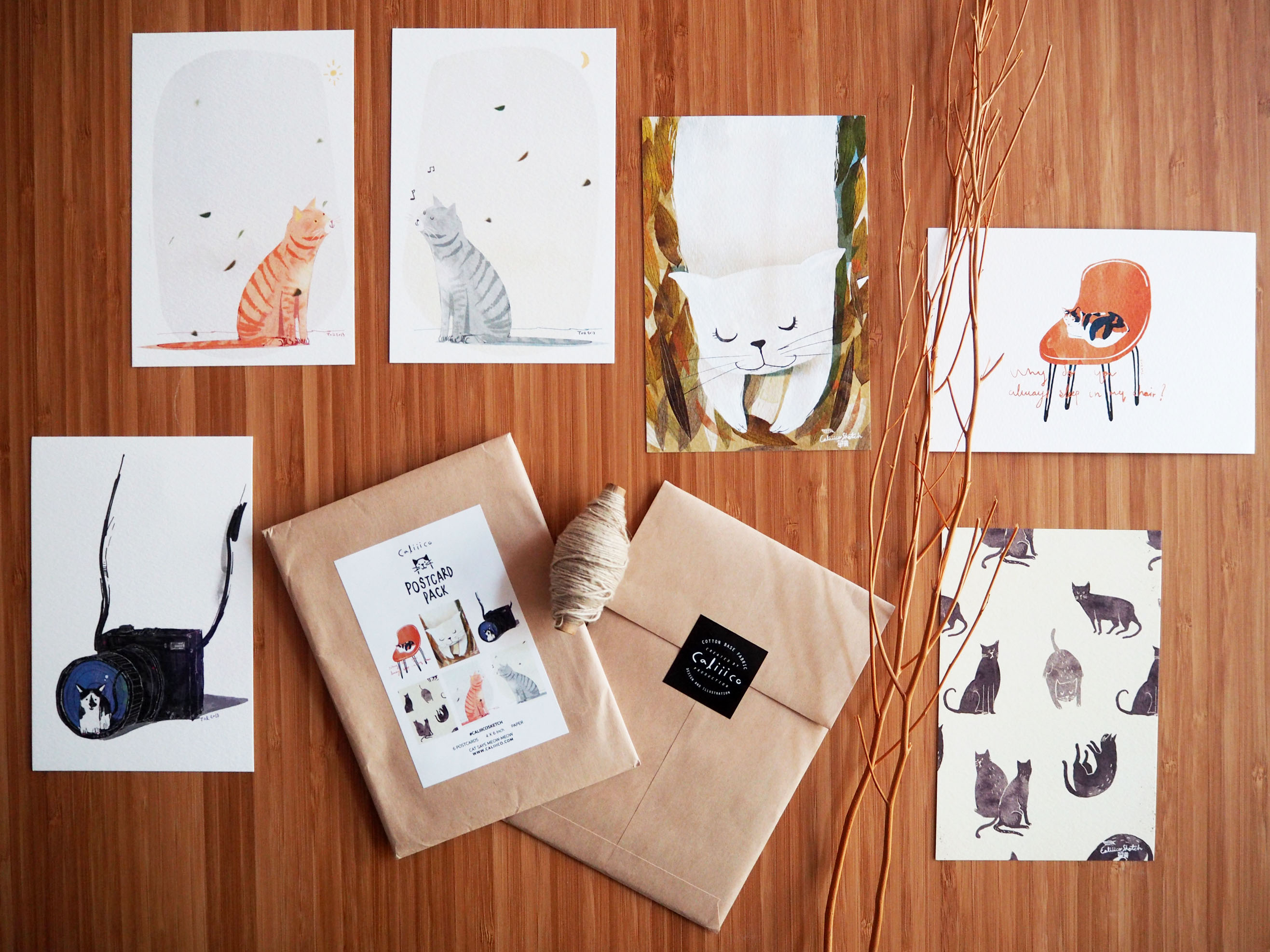 โปสการด์แพ็ค ลายแมวชุดที่3 ในเชตมี 6ใบ คละลาย Postcard Pack Cat Set 3 4x6 inch