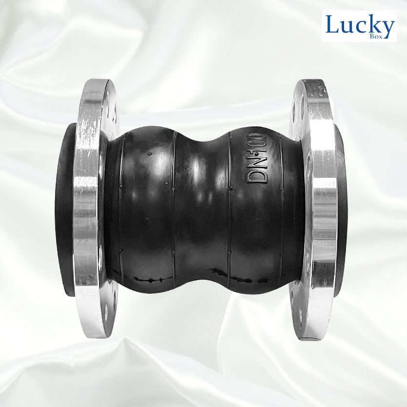 ข้อต่อท่ออ่อนยางลอนคู่ ขนาด 6 นิ้ว หน้าแปลน 10K เสริมขดลวดด้านใน ป้องกันการบีบหดของตัวยาง