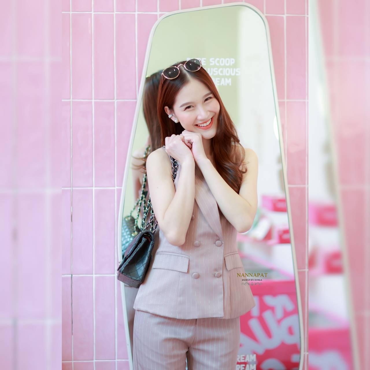 ผ้าทอลายหนานุ่มสีชมพู