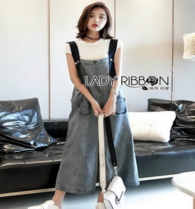 Chic Denim Overall Jumpsuit Lady Ribbon เอี๊ยมจัมป์สูท