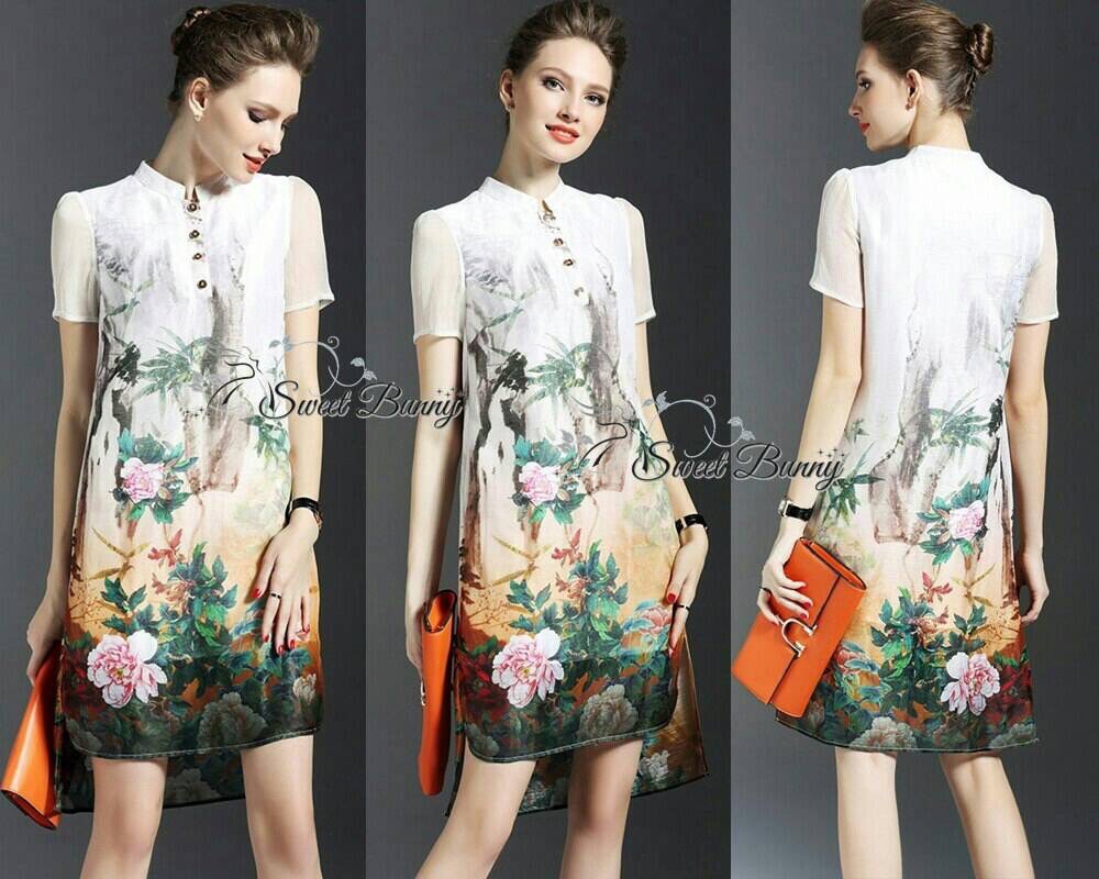 Lady Ribbon Online SW07090616 Sweet Bunny Present... Floral Tea Dress