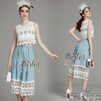 ST07310716 🍀สินค้าพร้อมส่ง🍀 한국에 의해 설계된 2sister made, White Elegant Little Modest Lady Set