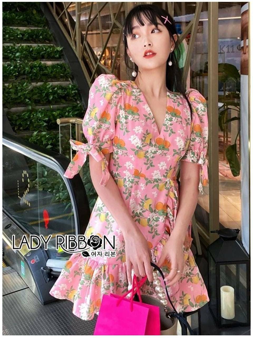 เดรสตัวสั้นผ้า cotton ผสม silk สีชมพู
