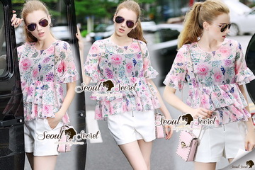 Lady Ribbon Online เสื้อผ้าออนไลน์ ขายส่งของแท้ราคาถููก SS14110716 Seoul Secret Say's... Cloral Pink Blossom Whity Pants Set