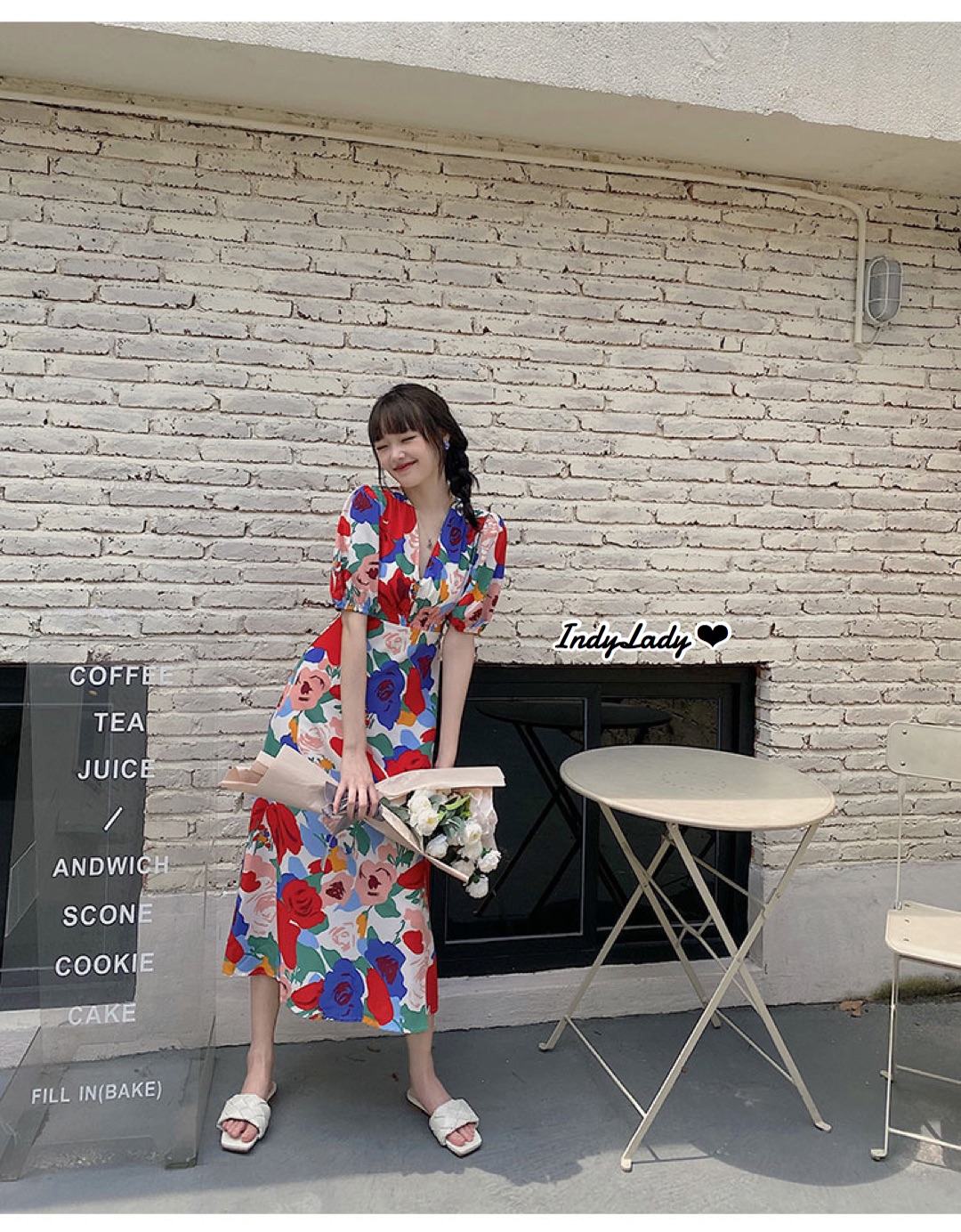 เดรสคอวีแขนตุ๊กตาพองๆ