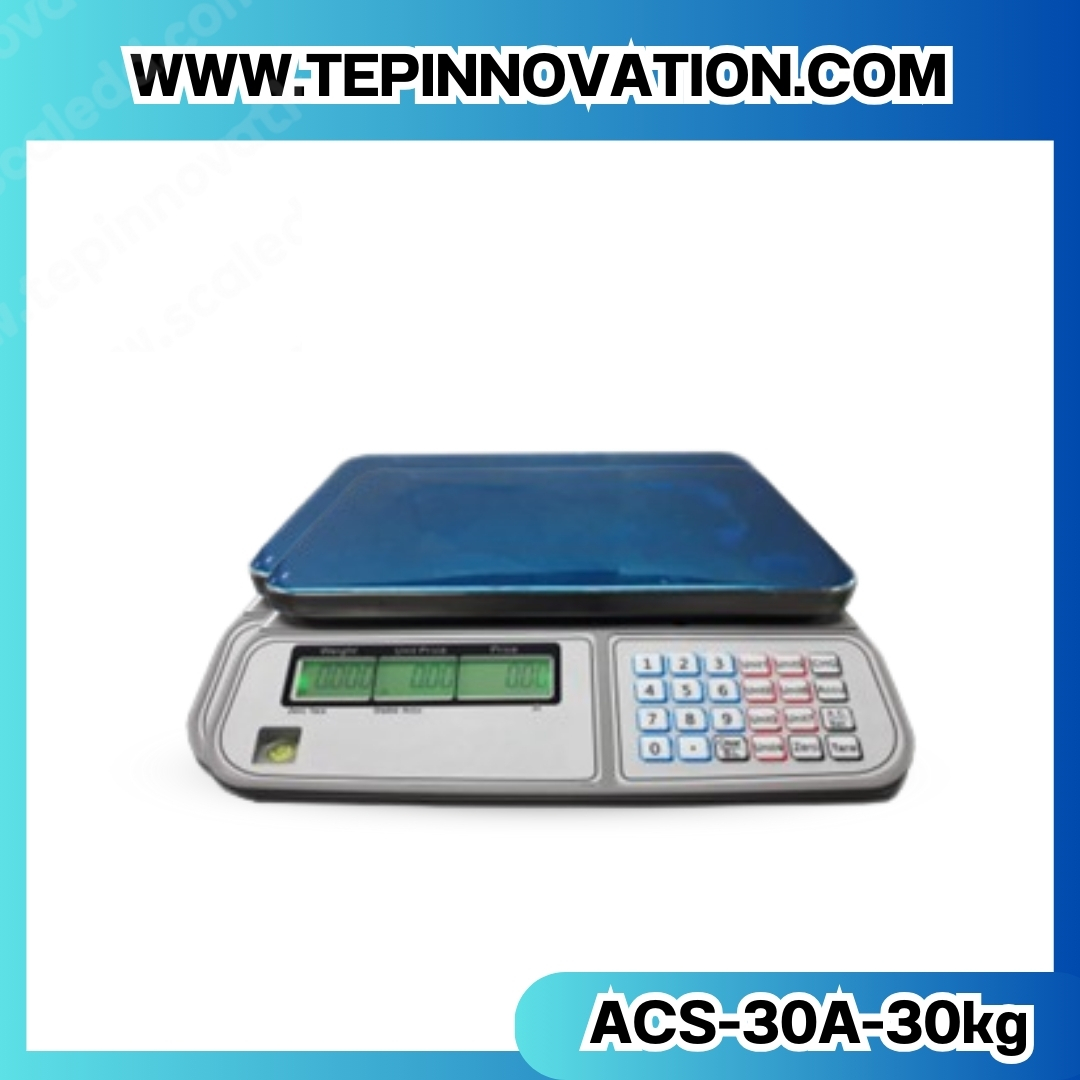 เครื่องชั่งดิจิตอลแบบตั้งโต๊ะ พิกัดน้ำหนัก 30kg. ค่าละเอียน 5g. รุ่น ACS-30A (เครื่องชั่งผ่านตรวจรับรองจากสำนักชั่งตวงวัด)