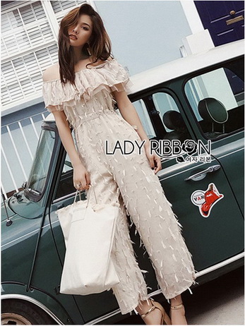 Casual Off-Shoulder Jumpsuit จัมป์สูทผ้าชีฟอง