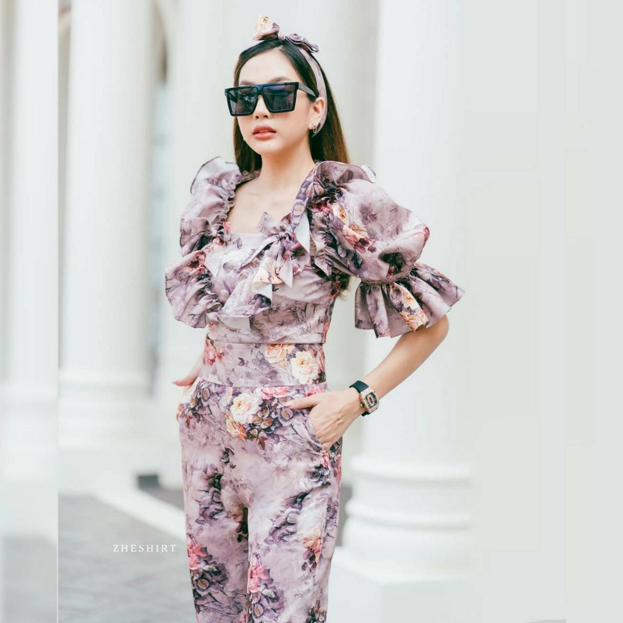 เสื้อซิปหลังแขนตุ๊กตาแต่งระบาย