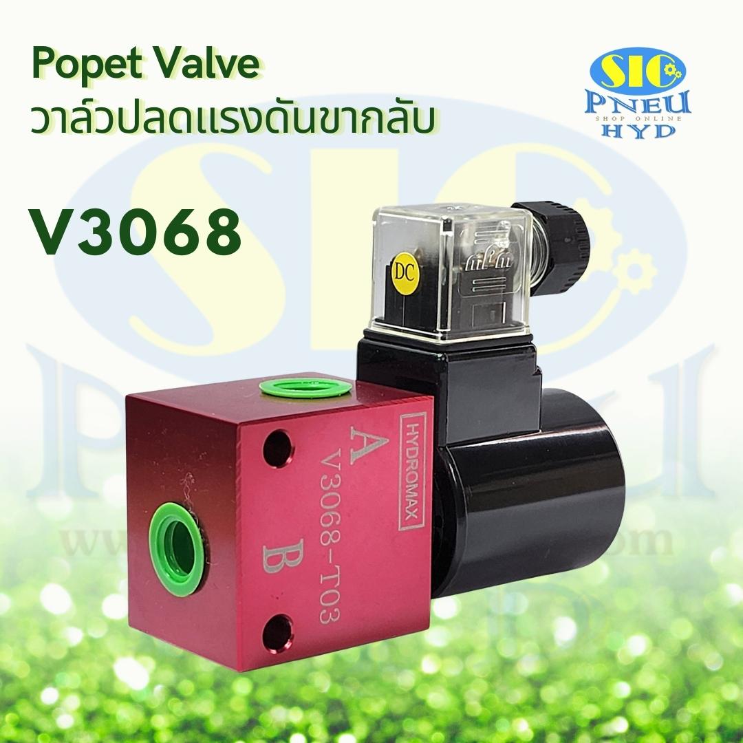 V3068 Poppet Valve 45 LPM 3/8"BSPT วาล์วปลดแรงดันขากลับ HYDROMAX