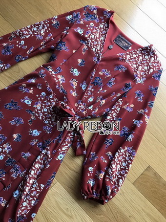 Lady Red Monica Floral Patterned Printed Wrap Dress