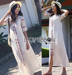 Lady Ribbon Spencer Casual Flower Maxi Dress