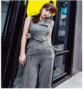 Zippy Jumpsuit with Belt Lady Ribbon จัมป์สูทแขนกุด