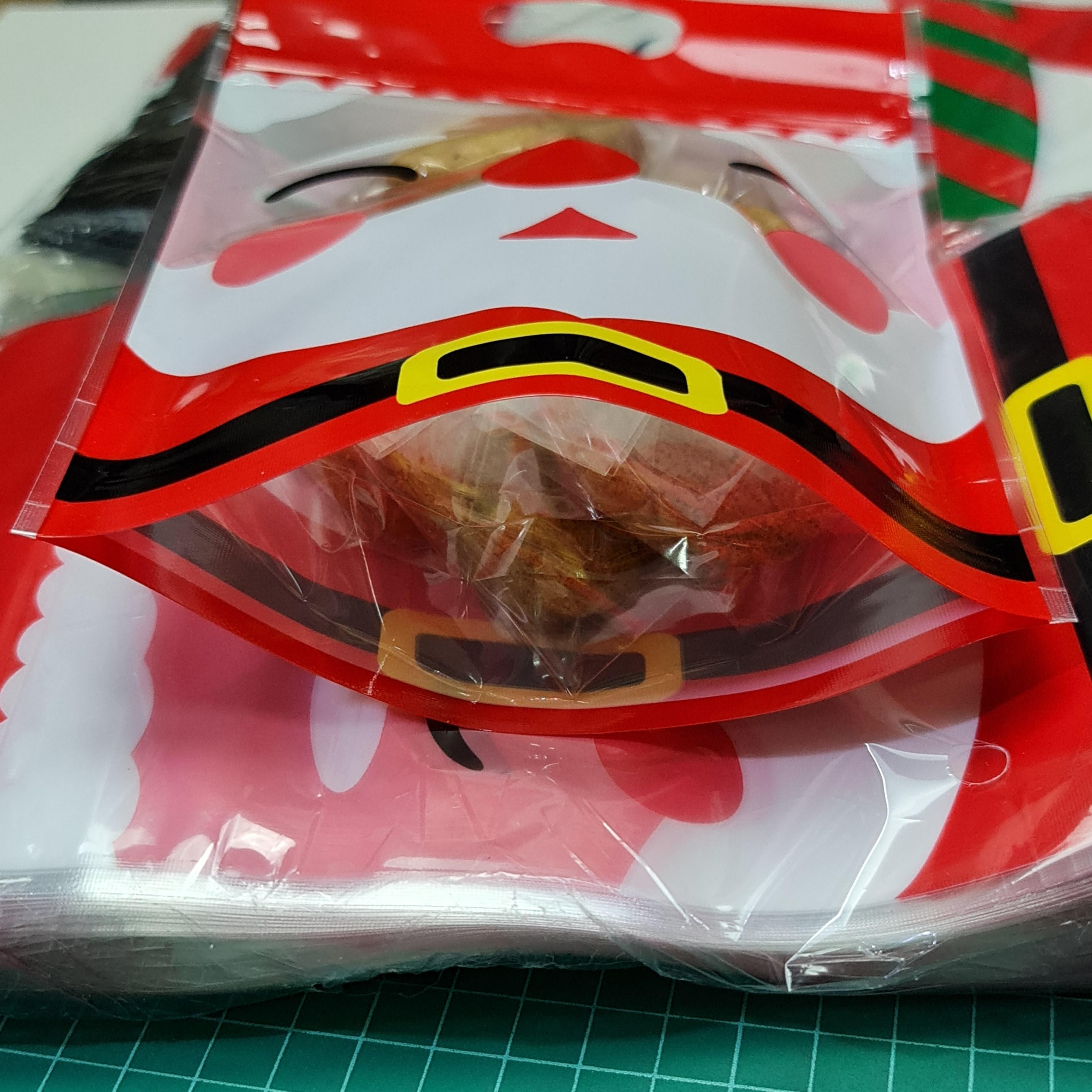 ถุงซิปตั้งได้ มีหูหิ้ว ซานต้า คริสมาส ~50ใบ/แพ๊ค ซิปล็อค พลาสติก แพ็คเกจ เบเกอรี่ j12